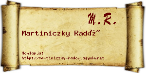 Martiniczky Radó névjegykártya